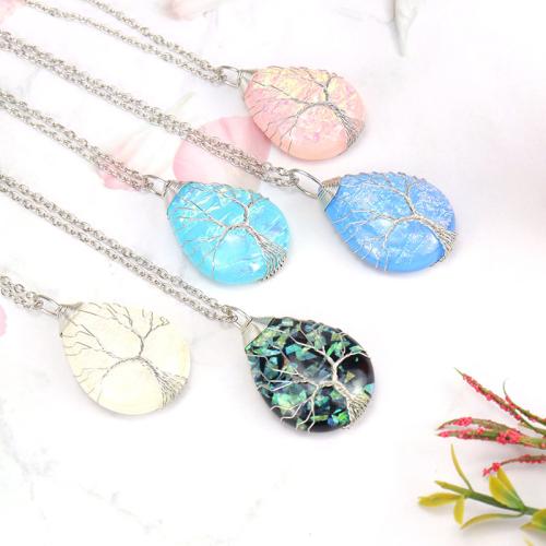 Harts Halsband, med Shell & Mässing, Livets träd, handgjord, för kvinna, fler färger för val, Säljs av PC