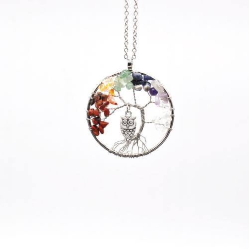 Naturgrus Halsband, med PU & Zink Alloy, Livets träd, Unisex & olika stilar för val, Längd Ca 20.9 inch, Säljs av PC