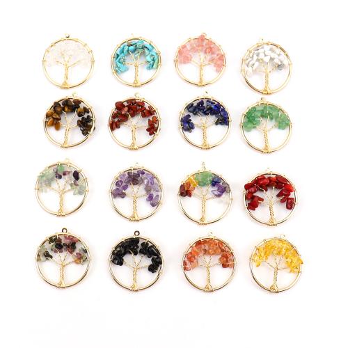 Gemstone Hängen Smycken, Ädelsten, med Zink Alloy, Livets träd, handgjord, DIY & olika material för val, 30mm, Säljs av PC