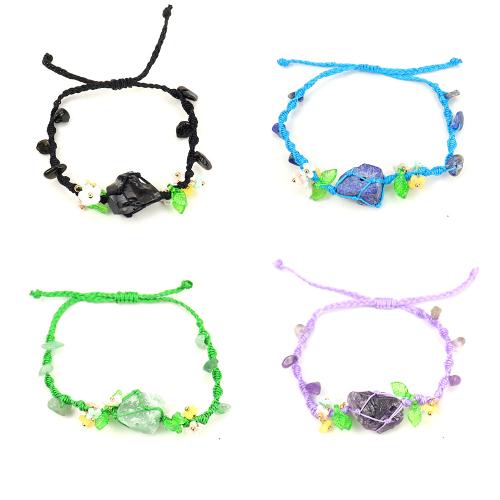 pierre gemme bracelet, avec cordon de polyester & laiton, fait à la main, différents matériaux pour le choix & unisexe, Longueur Environ 6-10 pouce, Vendu par PC