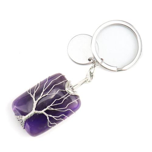 pietra preziosa chiusura per chiavi, with ottone, Albero della vita, fatto a mano, materiali diversi per la scelta & unisex, gemstone size 40x30mm, Venduto da PC