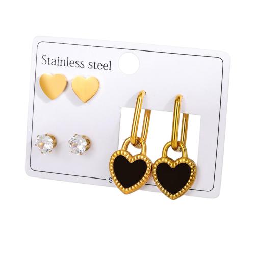 304 rostfritt stål Örhänge Set, guldfärg pläterade, olika stilar för val & för kvinna & emalj & med strass, Säljs av Ställ