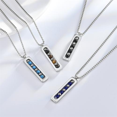 304 rostfritt stål Halsband, med Natursten, Geometriskt mönster, Unisex & olika stilar för val, Längd Ca 17.7 inch, Säljs av PC