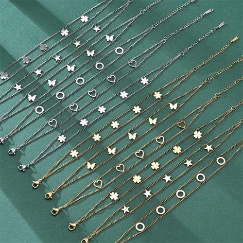 304 rostfritt stål Armband, plated, Dubbla lager & olika stilar för val & för kvinna, Längd Ca 7.1 inch, Säljs av PC