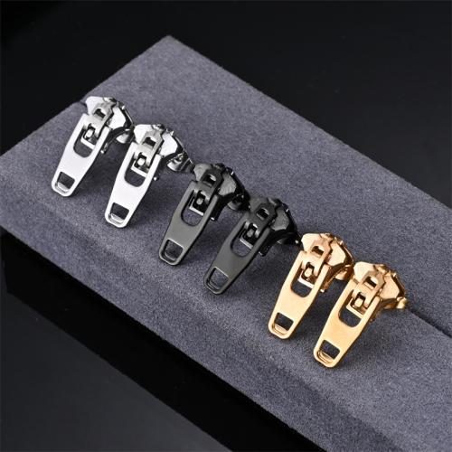 304 rostfritt stål Stud Earring, Zipper Head, plated, mode smycken & Unisex, fler färger för val, 20mm, Säljs av Par