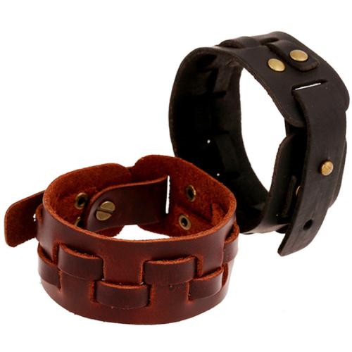cuir de peau de vache bracelet, avec alliage de zinc, fait à la main, Vintage & unisexe, plus de couleurs à choisir, 260x29mm, Vendu par PC