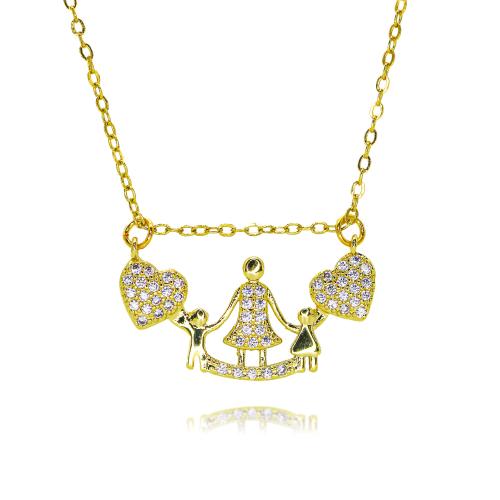 Cubic Zircon Micro Pave Mässing Halsband, guldfärg pläterade, mode smycken & micro bana cubic zirconia, fler färger för val, Längd 40 cm, Säljs av PC