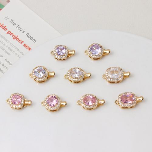 Mässing Lås bedömning, plated, DIY & micro bana cubic zirconia, fler färger för val, 10x15mm, Säljs av PC