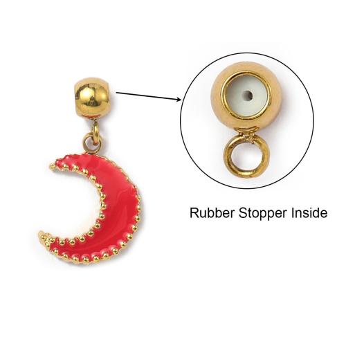 Rustfrit stål smykker Vedhæng, 304 rustfrit stål, med Gummi, guldfarve belagt, du kan DIY & emalje, flere farver til valg, 3pc'er/Bag, Solgt af Bag