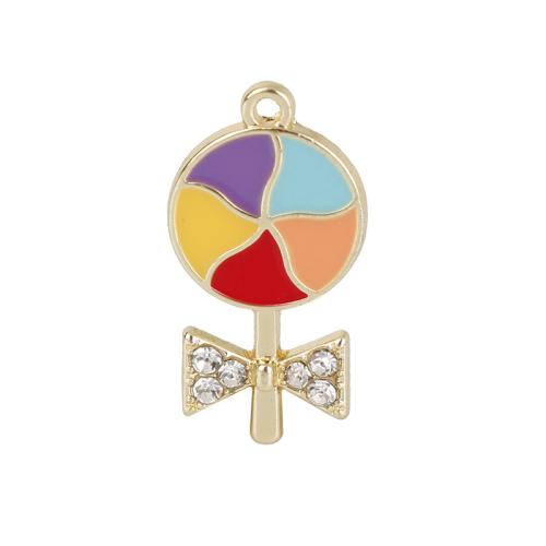 Zink legering emalj hängen, Zink Alloy, plated, DIY & med strass, fler färger för val, 10x19mm, Säljs av PC