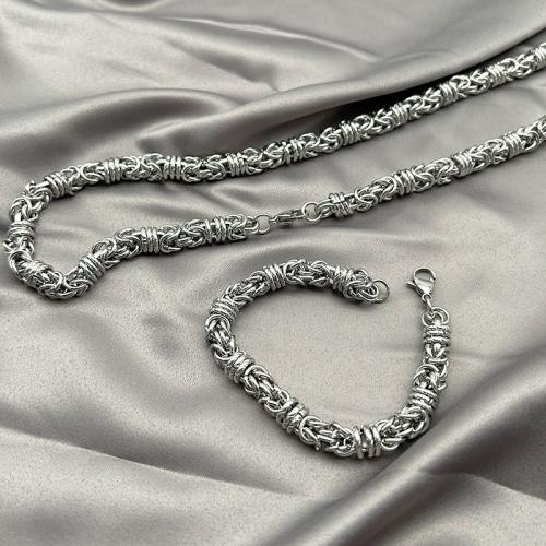 304 rostfritt stål Armband och halsband, Unisex & olika stilar för val, ursprungliga färgen, Säljs av PC