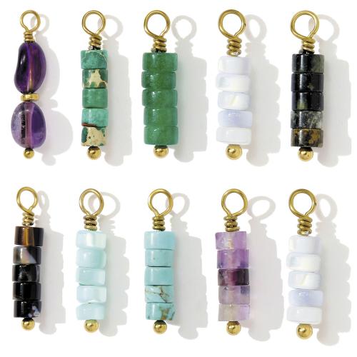 Gemstone Hängen Smycken, 304 rostfritt stål, med Natursten, guldfärg pläterade, DIY, fler färger för val, 3PC/Bag, Säljs av Bag
