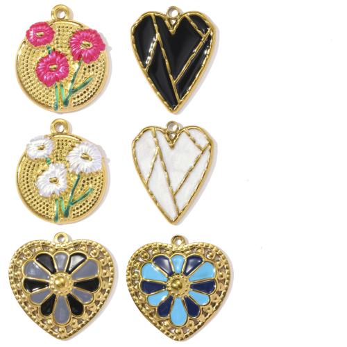 Rustfrit stål smykker Vedhæng, 304 rustfrit stål, guldfarve belagt, du kan DIY & emalje, flere farver til valg, 3pc'er/Bag, Solgt af Bag