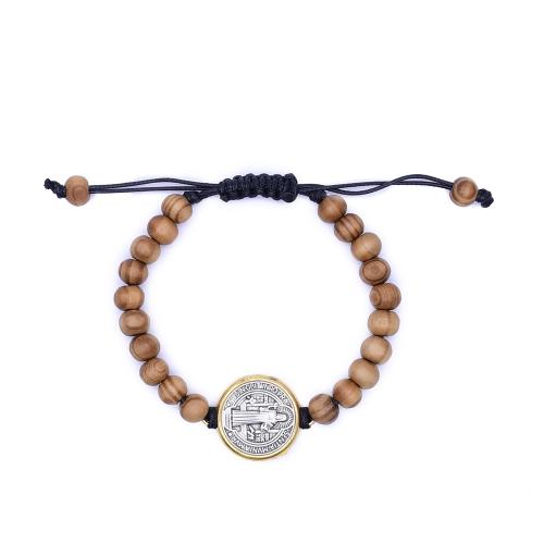 Trä armband, Zink Alloy, med Knut Sladd & tall, silver pläterad, mode smycken, blandade färger, 8mm, Längd 21 cm, Säljs av PC