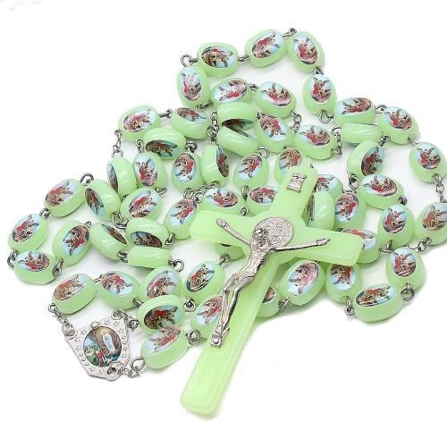 Hängande smycken, Plast, med Zink Alloy, Cross, mode smycken & luminated, fler färger för val, 19x24mm, Längd 134 cm, Säljs av PC