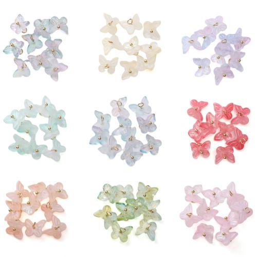 Mode Lampwork Pendants, med Guldfolie, guldfärg pläterade, DIY, fler färger för val, Hål:Ca 2mm, 100PC/Bag, Säljs av Bag