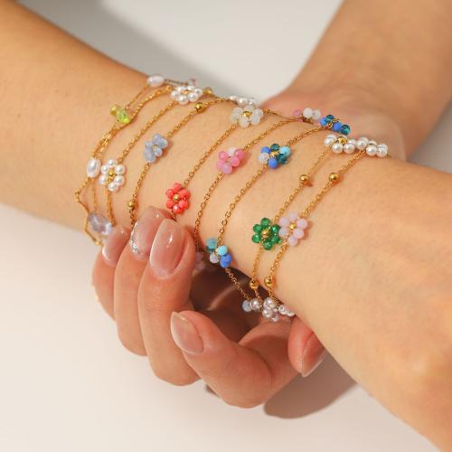 Crystal Korut setit, rannerengas & kaulakoru, 304 Stainless Steel, kanssa Kristalli & Muovi Pearl, kullan väri kullattu, muoti korut, enemmän värejä valinta, Myymät PC