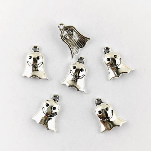 الأزياء قلادة هالوين, سبائك الزنك, شبح, قطع أثرية فضية اللون مطلي, هالوين تصميم & ديي, 17x14x4mm, حفرة:تقريبا 2mm, 50أجهزة الكمبيوتر/حقيبة, تباع بواسطة حقيبة