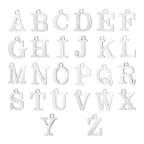 Rostfritt stål Häng Brev, 304 rostfritt stål, Alfabetsbokstav, DIY & olika stilar för val, 12mm, 30PC/Bag, Säljs av Bag