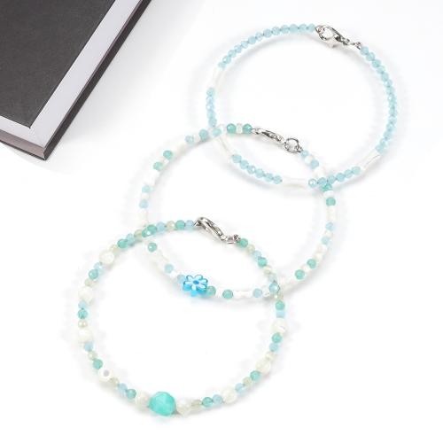 ädelsten armband, Natursten, med Shell & Lampwork, guldfärg pläterade, mode smycken, fler färger för val, Hål:Ca 1mm, Säljs av PC