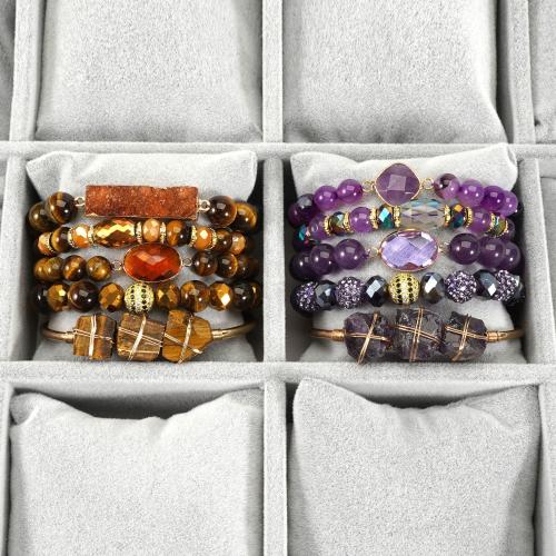 ädelsten armband, Ametist, med Tiger Eye, guldfärg pläterade, mode smycken, fler färger för val, 8mm, Säljs av Ställ