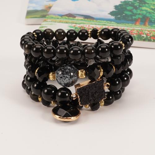 ädelsten armband, magnesit, med Obsidian, guldfärg pläterade, mode smycken, fler färger för val, Säljs av Ställ