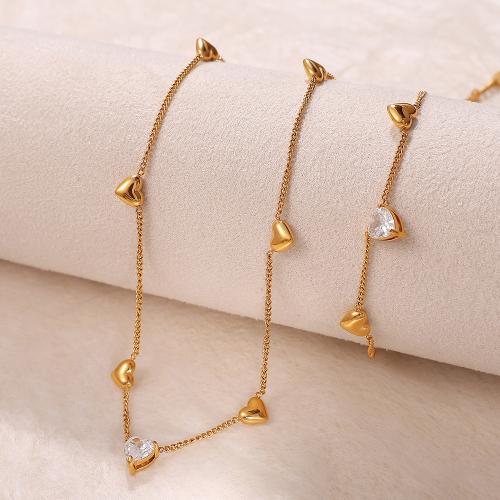 Stainless Steel smycken Ställer, armband & halsband, 304 rostfritt stål, med Kristall, guldfärg pläterade, mode smycken, fler färger för val, Hål:Ca 1mm, Säljs av PC