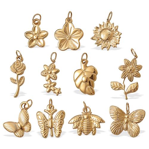 Rostfritt stål Smycken Hängen, 304 rostfritt stål, guldfärg pläterade, DIY, gyllene, Hål:Ca 1mm, Säljs av PC