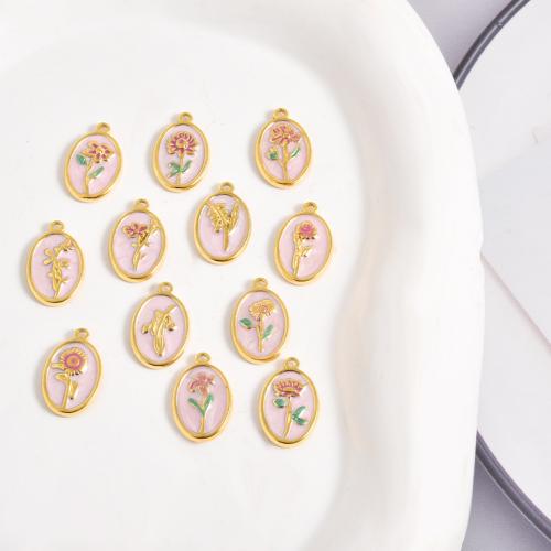 Přívěšek květina z nerezové oceli, 304 Stainless Steel, barva pozlacený, DIY & smalt, více barev na výběr, 10PC/Bag, Prodáno By Bag