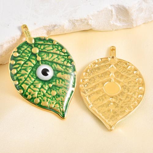 Rostfritt stål Smycken Hängen, 304 rostfritt stål, Leaf, guldfärg pläterade, DIY & emalj, blandade färger, 10PC/Bag, Säljs av Bag