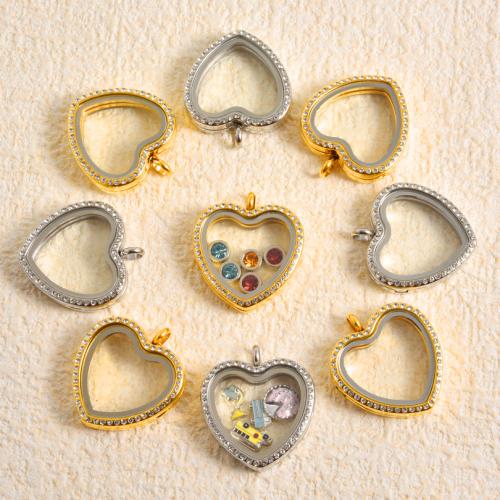 Přívěsky srdce z nerezové oceli, 304 Stainless Steel, barva pozlacený, DIY & s drahokamu & dutý, více barev na výběr, 10PC/Bag, Prodáno By Bag