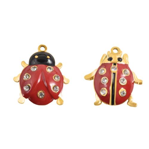 Rostfritt stål Animal Hängen, 304 rostfritt stål, Insekt, guldfärg pläterade, DIY & emalj & med strass, fler färger för val, 10PC/Bag, Säljs av Bag