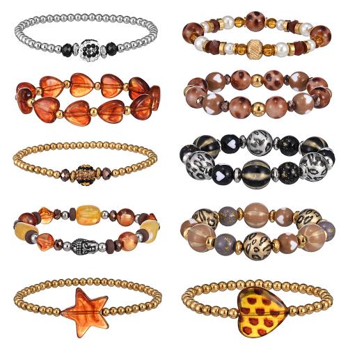 Mode Armband Smycken, ROSTFRITT STÅL, med Bivax & Bärnsten, elastisk & Unisex & olika stilar för val & micro bana cubic zirconia, fler färger för val, Säljs av Strand