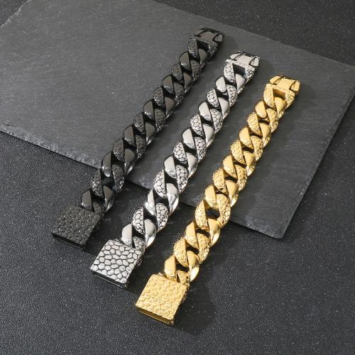 304 rostfritt stål Armband, plated, mode smycken & för människan, fler färger för val, 230x25mm, Säljs av PC