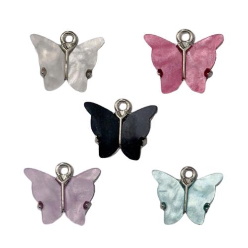 Zink Alloy Animal Hängen, med Acetatark, Fjäril, plated, DIY, fler färger för val, 18x15mm, 50PC/Bag, Säljs av Bag