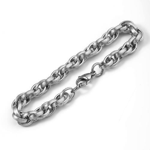 304 rostfritt stål Armband, polerad, mode smycken & för människan, ursprungliga färgen, 210x8mm, Säljs av PC