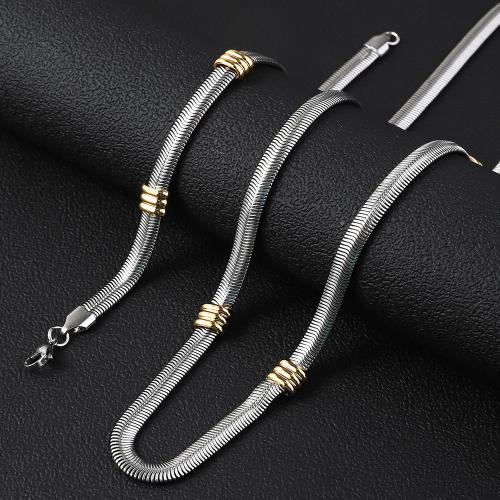 304 rostfritt stål Armband och halsband, polerad, Unisex & ormkedja & olika stilar för val, 6mm, Säljs av PC