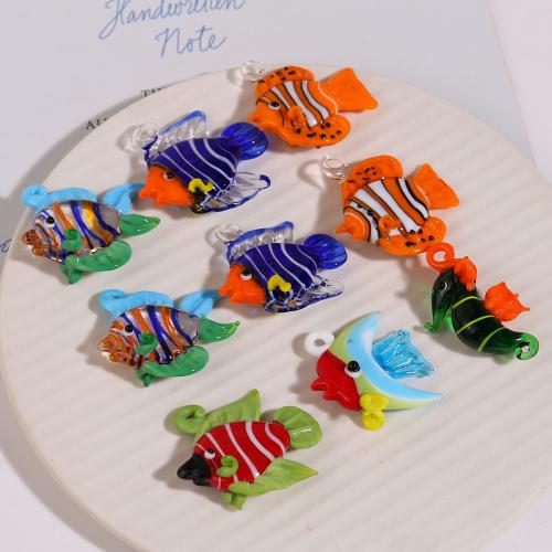 Mode Lampwork Pendants, guldfärg pläterade, DIY, fler färger för val, 42x40mm, Säljs av PC