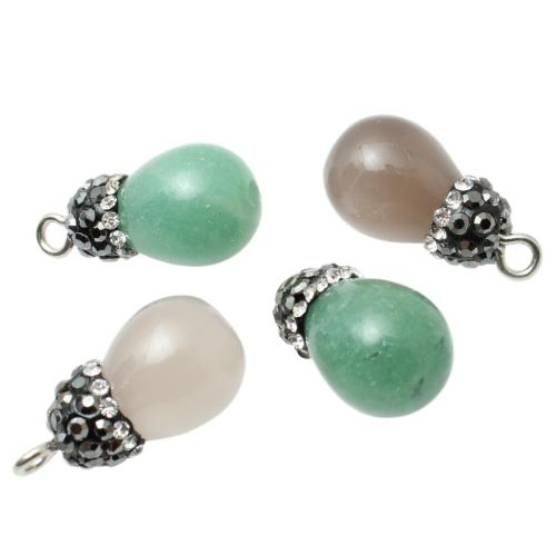 Gemstone Hängen Smycken, Natursten, med 304 rostfritt stål, DIY & med strass, fler färger för val, 10x18mm, Säljs av PC