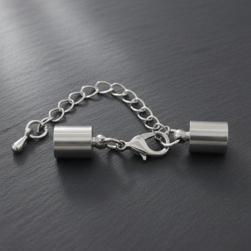 Mässing Lobster Claw Cord Lås, med Koppar + belagda + järn & Zink Alloy, silver pläterad, DIY, silver, 12x8mm, Längd 38 mm, Säljs av Ställ
