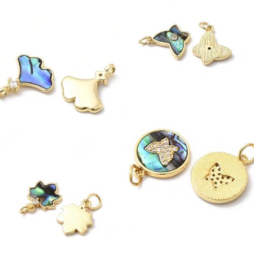 Natural Abalone Shell Halsband, Mässing, med Havsöra, plated, DIY & micro bana cubic zirconia, fler färger för val, 20PC/Bag, Säljs av Bag