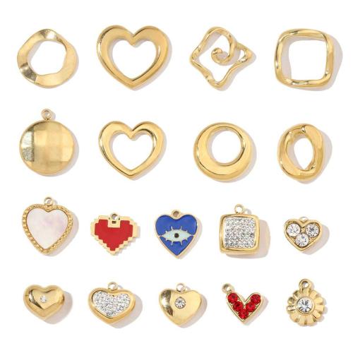 Rostfritt stål Smycken Hängen, 304 rostfritt stål, guldfärg pläterade, DIY & olika stilar för val & emalj & med strass, Säljs av PC
