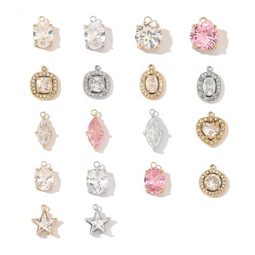 Rostfritt stål Smycken Hängen, 304 rostfritt stål, plated, DIY & olika stilar för val & micro bana cubic zirconia, Säljs av PC