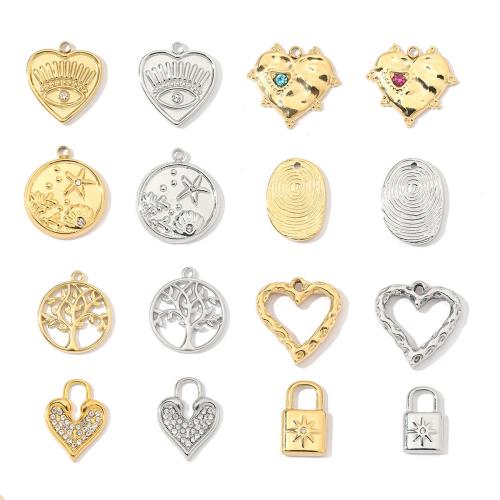 Rostfritt stål Hjärta Hängen, 304 rostfritt stål, plated, DIY & olika stilar för val & med strass, Säljs av PC