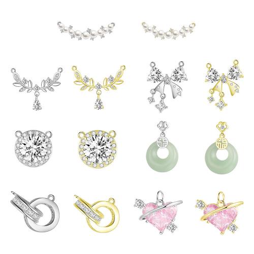 Kubik Zirkonium mikro bana Mässing hängande, med ABS plast pärla & Lampwork, plated, DIY & olika stilar för val & micro bana cubic zirconia, Säljs av PC