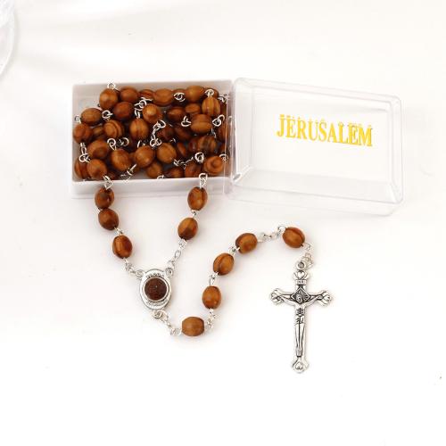 Trä Halsband, med Zink Alloy, Cross, plated, mode smycken & Unisex, Säljs av PC