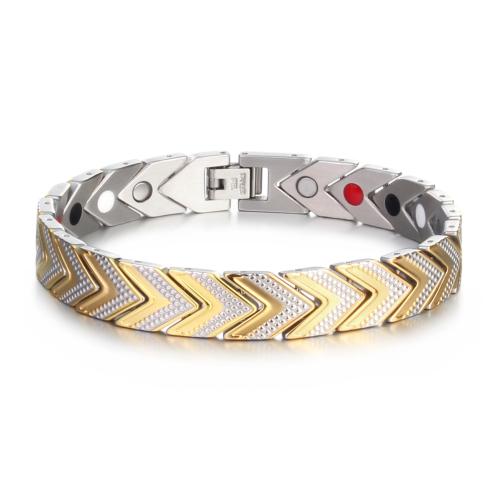 304 rostfritt stål Armband, med Svart + magnetisk + sten, mode smycken & för människan, 215x11mm, Säljs av PC