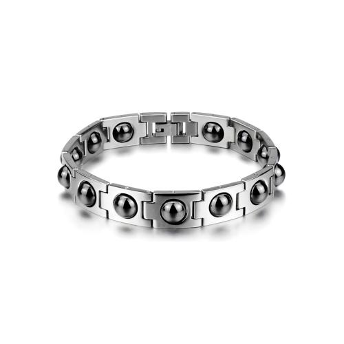304 rostfritt stål Armband, med Hematit, polerad, mode smycken & för människan, 215x12mm, Säljs av PC