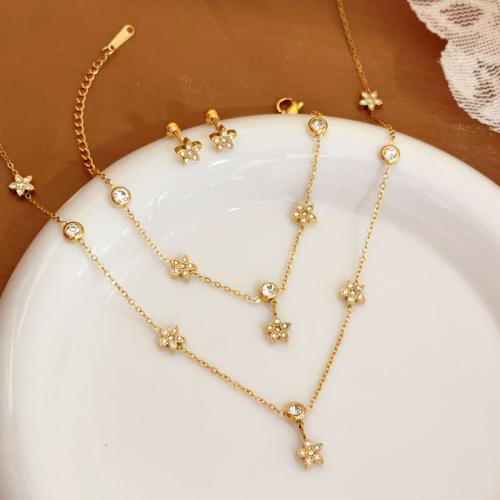 304 rostfritt stål Armband och halsband, guldfärg pläterade, olika stilar för val & för kvinna & med strass, Säljs av PC