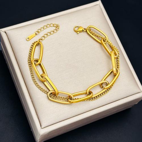 304 rostfritt stål Armband, plated, Dubbla lager & mode smycken & för kvinna, fler färger för val, Längd Ca 6-7 inch, Säljs av PC